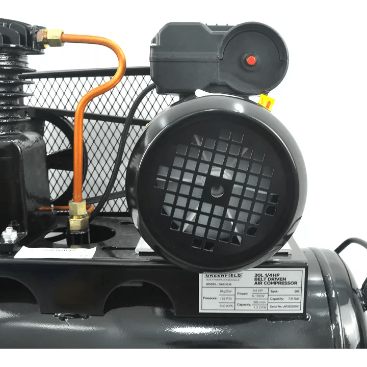 Greenfield GAC30-B 1/4 HP Belt Driven Air Compressor 30L 115psi - KHM Megatools Corp. Greenfield GAC30-B 1/4 HP Belt Driven Air Compressor 30L 115psi - KHM Megatools Corp.